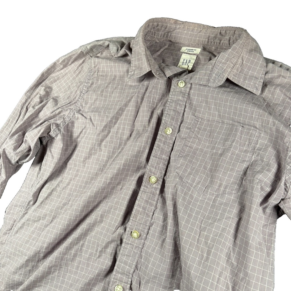 Gap Shirt Mens M Dusty Mauve Windowpane Cotton Stretch Standard Fit Button Up